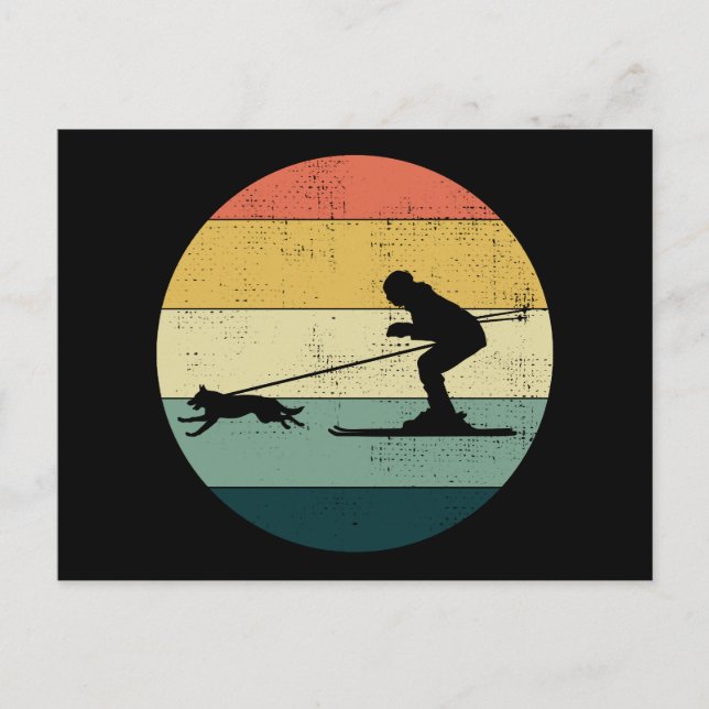 Hunde Skijoring Extreme Winter Sport Ski Rennen Postkarte (Vorderseite)