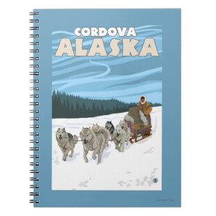 Hunde-Sledding-Szene - Cordova, Alaska Notizblock