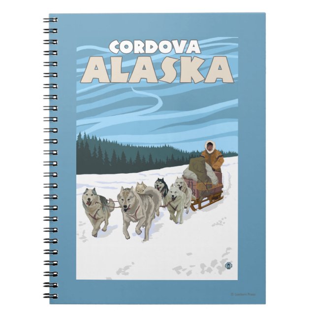 Hunde-Sledding-Szene - Cordova, Alaska Notizblock (Vorderseite)