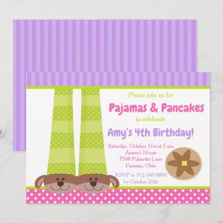 Hunde Slippers Pajamas & Pancakes Geburtstagsparty Einladung