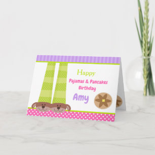 Hunde Slippers Pajamas & Pancakes Geburtstagsparty Karte
