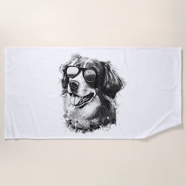 Hunde Sonnenbrille Tier Cool Hunde mit Basset Strandtuch (Vorderseite)