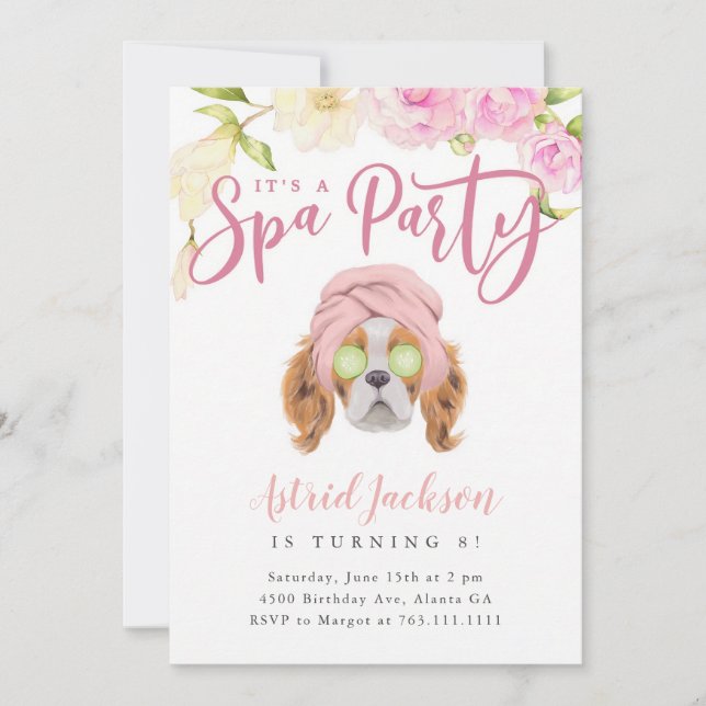 Hunde-Spa-Party Mädchen-Geburtstag Einladung (Vorderseite)