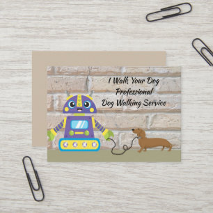 Hunde-Spaziergang-Businesskarte mit Roboter & Hund Visitenkarte
