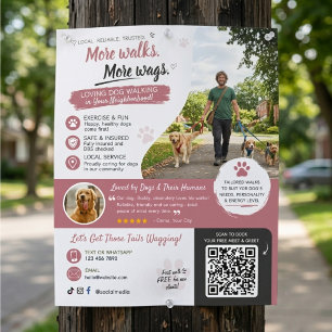Hunde Spaziergang Haustier Sitz Geschäft Flyer QR
