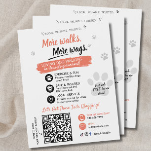 Hunde Spaziergang Haustier Sitz Geschäft Flyer QR
