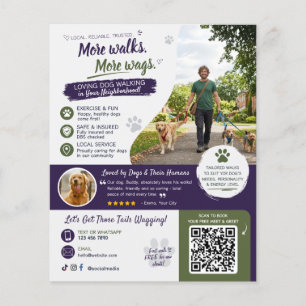 Hunde-Spaziergang-Tiersitting-Geschäfts-Flyer QR-C Flyer