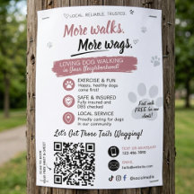Hunde-Spaziergang-Tiersitting-Geschäfts-Flyer QR-C
