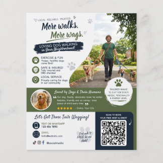 Hunde-Spaziergang-Tiersitting-Geschäfts-Flyer QR-C Flyer