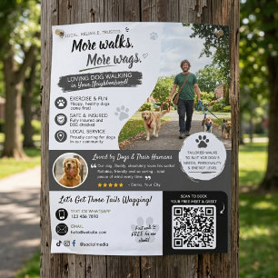 Hunde-Spaziergang-Tiersitting-Geschäftsflyer QR-Co Flyer