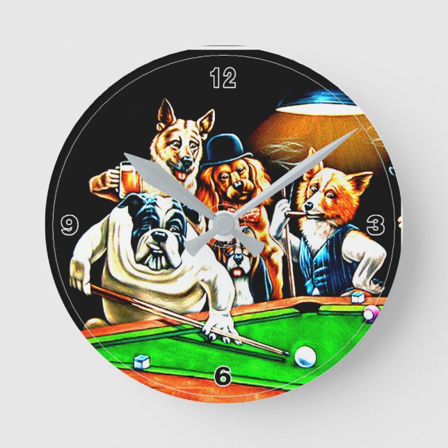 Hunde Spielbecken Runde Wanduhr (Vorderseite)