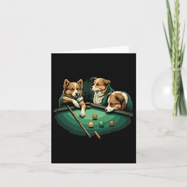 Hunde spielen Billard Billard 8 Ball Karte (Vorderseite)