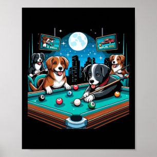 Hunde spielen Billard Billard 8 Ball Poster