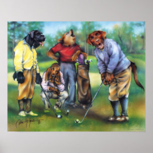 Hunde spielen Golf Poster