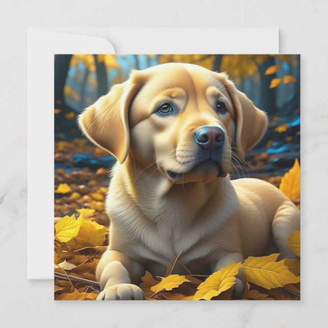 Hunde spielen in Herbstlauben (Vorderseite)
