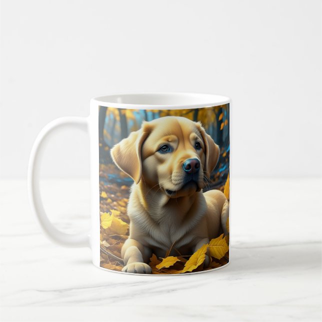 Hunde spielen in Herbstlauben Kaffeetasse (Links)