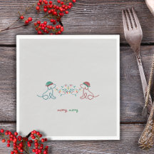 Hunde spielen mit Weihnachtsbeleuchtung Party Napk