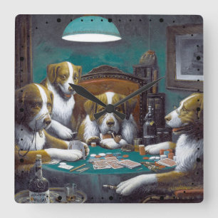 Hunde spielen Poker Cassius Marcellus Coolidge 189 Quadratische Wanduhr