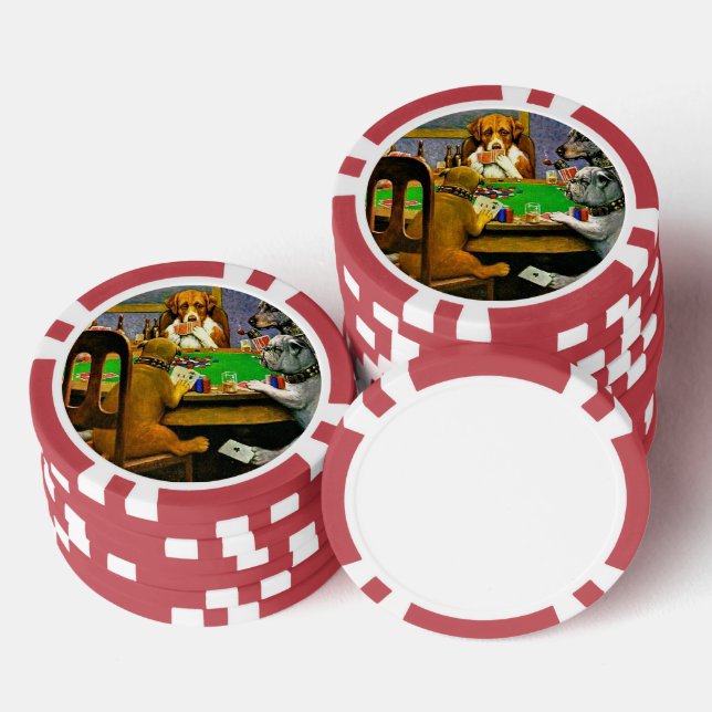 Hunde spielen Poker Pokerchips (Stapel)