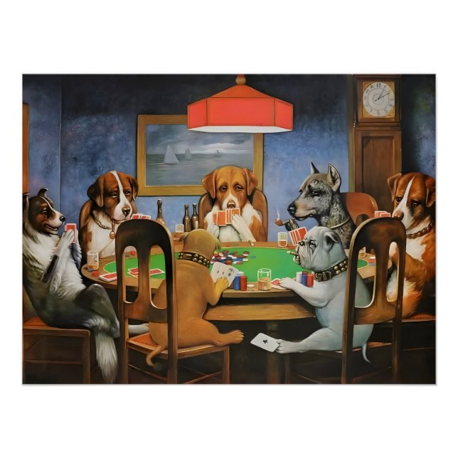 Hunde spielen Poker von Cassius Marcellus Coolidge Poster (Vorderseite)