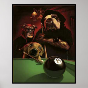 Hunde spielen Pool - Der Nachtball Poster