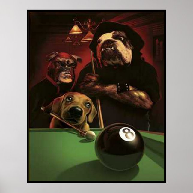 Hunde spielen Pool - Der Nachtball Poster (Vorne)