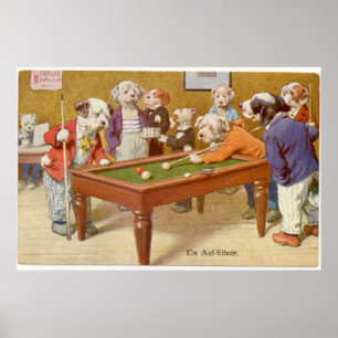 Hunde spielen Pool - Ein Aufsitzen Poster
