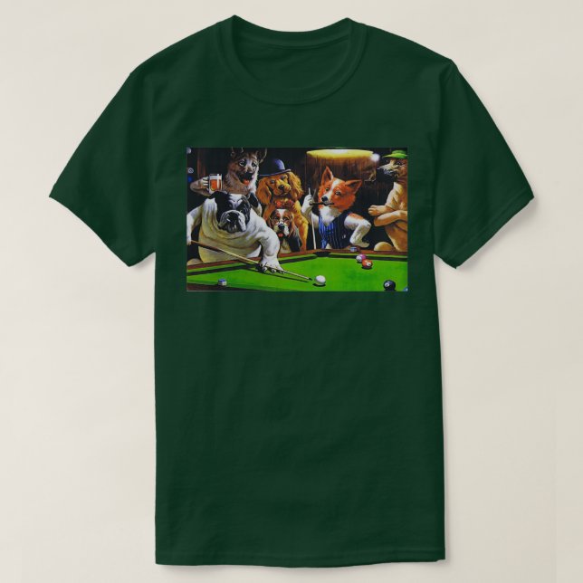 Hunde spielen Pool T-Shirt (Design vorne)