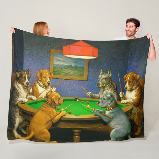Hunde spielen Snooker Billard Spaß Spoof Fleecedecke (Beispiel)