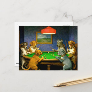 Hunde spielen Snooker Billard Spaß Spoof Postkarte