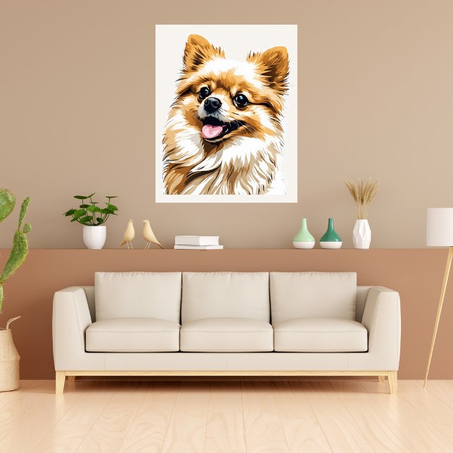 Hunde Spitz Pop Art Poster (Dog Pomeranian Pop Art Poster)