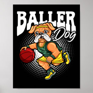 Hunde Sport Sportler Bulldog Muscular Dog Basketba Poster