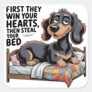 HUNDE STEHLEN DEIN BETT QUADRATISCHER AUFKLEBER
