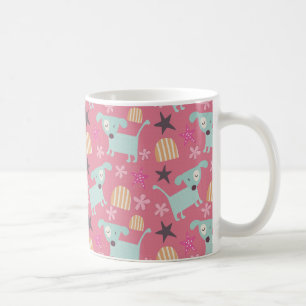 Hunde, Sterne und Blume Kaffeetasse