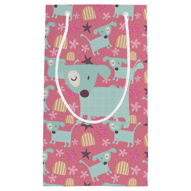 Hunde, Sterne und Blume Kleine Geschenktüte (Vorderseite)