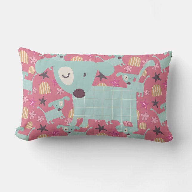 Hunde, Sterne und Blume Lendenkissen (Vorderseite)