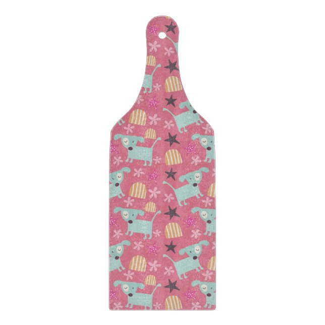 Hunde, Sterne und Blume Schneidebrett (Vorderseite)