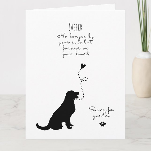 Hunde Sympathy Card, individuelle Name. Pet Loss Karte (Vorderseite)