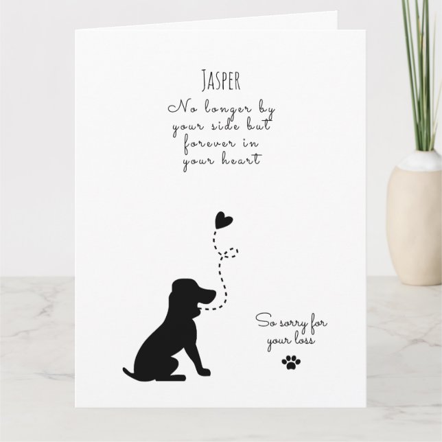 Hunde Sympathy Card, individuelle Name. Pet Loss Karte (Vorderseite)