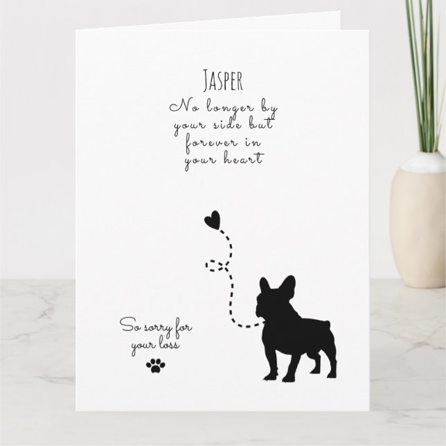 Hunde Sympathy Card, individuelle Name. Pet Loss Karte (Vorderseite)