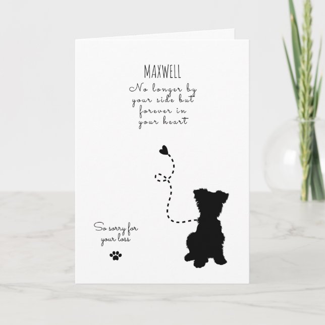 Hunde Sympathy Card, individuelle Name. Pet Loss Karte (Vorderseite)