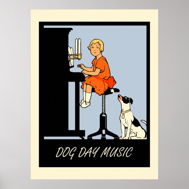 Hunde-Tagesmusik im Retro-Stil Poster (Vorne)