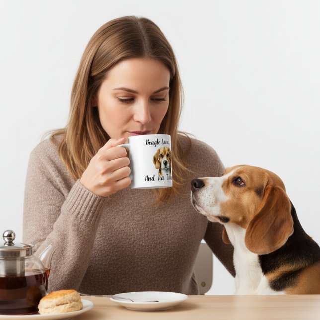 Hunde Tee Zeit Brauner Beagle Personalisieren Kaffeetasse (Von Creator hochgeladen)