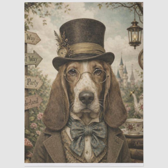 Hunde-Teeparty-Wunderland-Tissue-Papier Seidenpapier (Vorderseite)