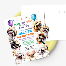 Hunde Thema Geburtstagsparty Einladung Postkarte