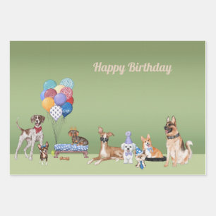 Hunde Theme Party Happy Birthday Geschenkpapier Set