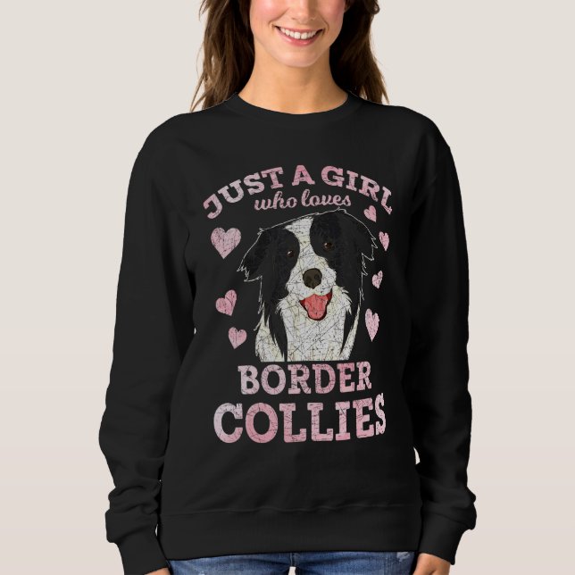 Hunde Tiermädchen Herz-Border-Collie Sweatshirt (Vorderseite)