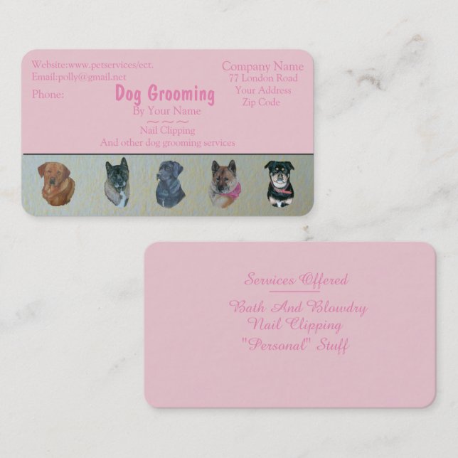 Hunde Tierpflege Visitenkarte (Vorne/Hinten)