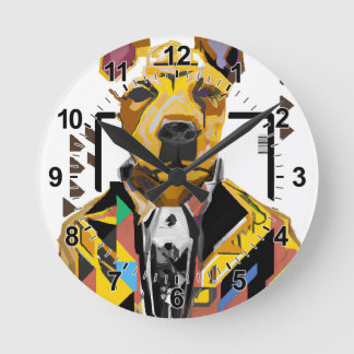 Hunde tragen einen Anzug: Digitale Kunst Runde Wanduhr