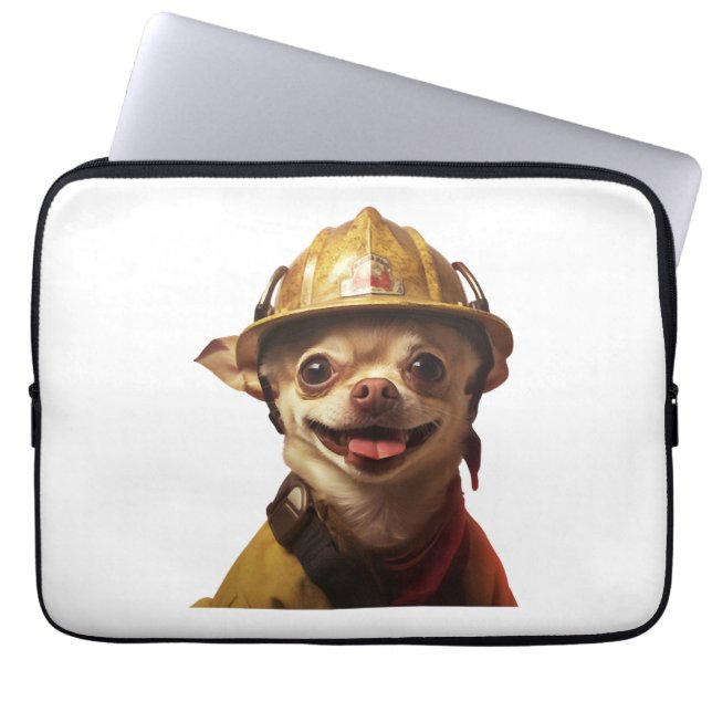 Hunde tragen einen roten Feuerwehrhelm Laptopschutzhülle (Vorderseite)